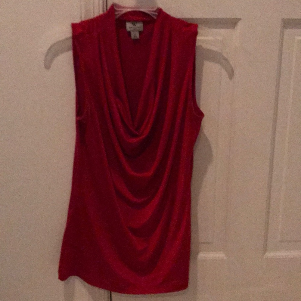 Red sleeveless top